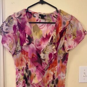 Apt. 9 Pink Ruffled Fitted Blouse Super Cute!